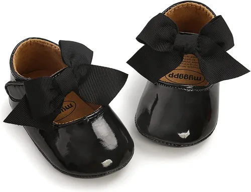 Miniatura 6 de WILLFUN Zapatos planos Mary Jane para bebés y niñas con lazo, vestido de princesa, zapatos de cuna, suela de goma suave antideslizante