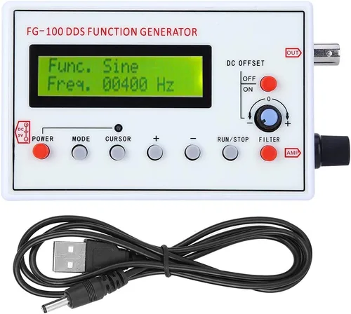 Generador de funciones -FG-100 DDS Generador de funciones Seno Frecuencia 1HZ‑500KHz Contador Fuente de Señal Generador Medidor