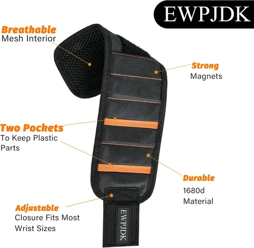 Miniatura 7 de EWPJDK Pulsera Magnética para Sujetar Tornillos, Brocas de Perforación, Clavos, Regalos de Relleno de Calcetín para Hombres, Regalo del Día