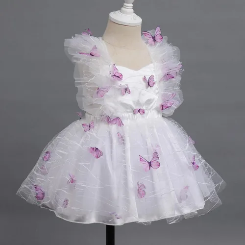Miniatura 4 de Vestido para sesión de fotos de fiesta de cumpleaños con espalda descubierta para bebé, niña, mariposa, fresa, volantes, princesa, pastel, fiesta