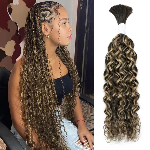 Miniatura 10 de Liqusee Cabello Humano para Trenzar 3.53 oz Un Paquete 14 Pulgadas Negro Natural Ondulado Rizado a Granel Cabello Humano para Trenzar Sin Trama 100%
