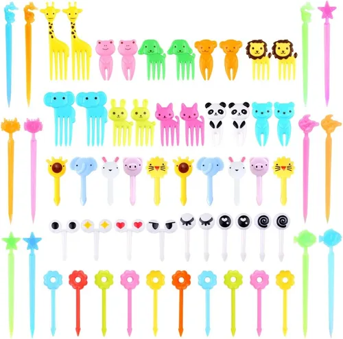 Miniatura 9 de 156 piezas de púas de comida para animales para niños, accesorios para caja bento, FATLODA divertidas púas de comida para niños, lindos palillos