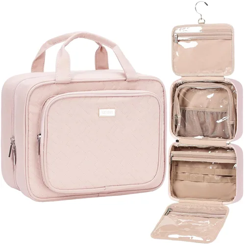 Miniatura 11 de NISHEL Neceser de viaje para mujer, organizador de artículos esenciales de maquillaje, estuche colgante para accesorios, cosméticos, Egeo-azul, M