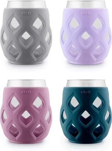 Miniatura 8 de Set de 6 copas de vino sin tallo Ello Cru de 17 onzas con fundas protectoras de silicona, perfectas para patios de verano y fiestas, ideales