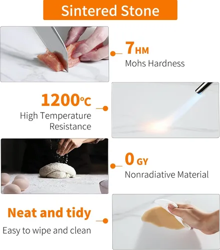 Miniatura 5 de Wisfor Mesa de centro de mármol para sofá de mesa: mesa central redonda de piedra sinterizada blanca de 2 niveles con Fram negro para sala de estar