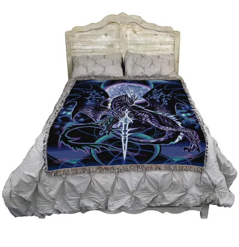Miniatura 2 de Pure Country Weavers Ruth Thompson - Manta con diseño de dragón de fantasía nocturna tejida de algodón, fabricada en los Estados Unidos