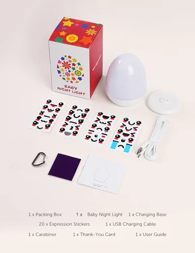 Miniatura 7 de Luz nocturna para bebé para niños, luz nocturna de huevo portátil con base de carga estable, lámpara nocturna táctil de guardería para lactancia