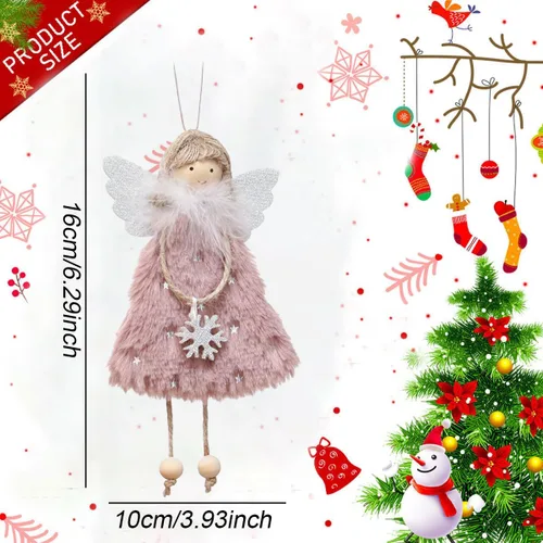 Miniatura 2 de FZBNSRKO 3 colgantes de muñeca de ángel, adornos de felpa de Navidad, adornos de ángel de felpa para fiesta de Navidad, Año Nuevo, cumpleaños, boda