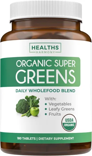 Miniatura 10 de Suplemento orgánico USDA Super Greens – Suplemento orgánico de frutas y verduras para adultos con 28 complejos de superalimentos con raíces