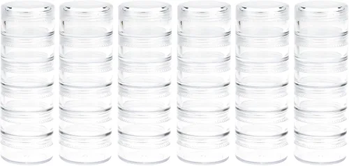 Miniatura 3 de 3 juegos de recipientes de plástico apilables de 6 capas, caja de almacenamiento transparente de cosméticos de 0.35 oz/0.3 fl oz, tarros