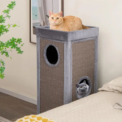 Miniatura 3 de Tangkula Condominio de árbol para gatos de 4 pisos, casa para gatos multicapa de 39 pulgadas con almohadilla de sisal para rascar, 3 escondites