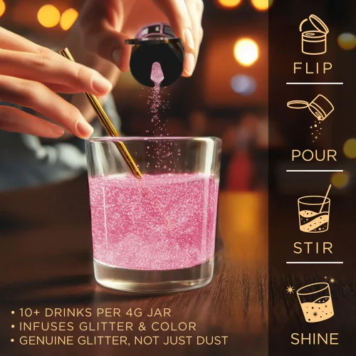 Miniatura 3 de Brew Glitter Baby Pink Reveal - Brillantina comestible que cambia de color (0.11 onzas, 1 tarro) para cócteles transparentes, cócteles sin alcohol