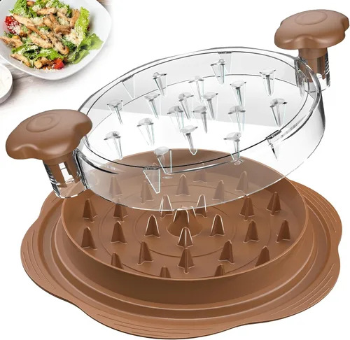 Miniatura 19 de SURETIVIAN Desmenuzadora de Pollo Desmenuzadora de Pechuga de Pollo Grande Herramienta Giratoria con Cepillo y Tenedor, Máquina Desmenuzadora de Rojo