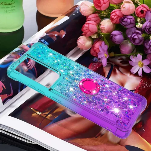 Miniatura 7 de Funda para Samsung Galaxy S21 Ultra 5G, Gradient Quicksand Series Glitter Bling Flowing Liquid Floating TPU Bumper Cushion Reforzado Corners Women