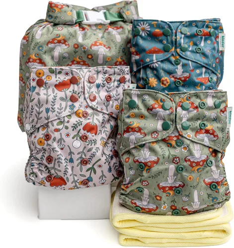 Miniatura 7 de Kinder Juego de 5 pañales de tela reutilizables para bebé, estilo bolsillo, camiseta atlética que absorbe la humedad, recién nacido a orinal 7-60