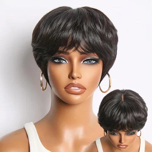 Miniatura 16 de Luvme Hair - Peluca Bob de encaje frontal con bordes rizados 4C, 10 pulgadas, cabello humano lacio tipo afro, sin pegamento, con separación profunda