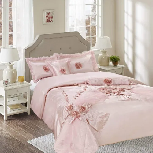 Miniatura 16 de Tache Home Fashion Cinnnamon - Juego de edredón victoriano con volantes florales ((6 piezas), King, canela Chai (VEMA1612-K)