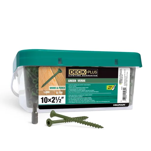 Miniatura 16 de Deck Plus Tornillos para Madera Exterior y Cercas con Revestimiento Epoxi de 2-1/2 Pulgadas #10 x 2-1/2" Torx/Star Drive Incluido Rosca Gruesa, Verde
