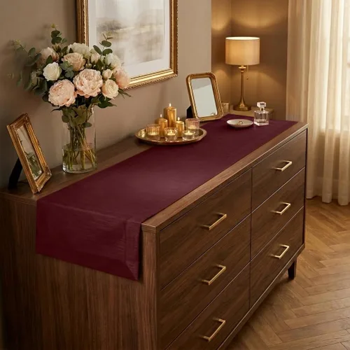 Miniatura 25 de Luxe Shine™ by D'Moksha - Camino de mesa negro de 36 pulgadas, elegante camino de mesa de seda, lavable a máquina, 14 x 36 pulgadas para tocador