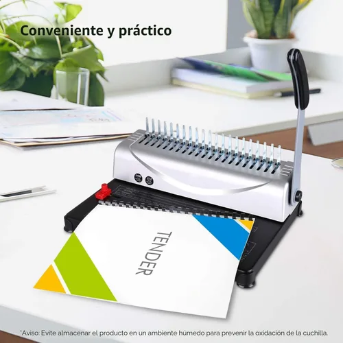Miniatura 6 de MAKEASY - Encuadernadora de 21 agujeros, 450 hojas, máquinas de encuadernación con 1 caja de espinas de encuadernación, encuadernadora de peine