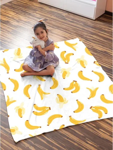 Miniatura 5 de Darani Manta de franela ligera de fruta de plátano, súper suave y acogedora, cálida y ligera, manta de franela suave de 60 x 50 pulgadas