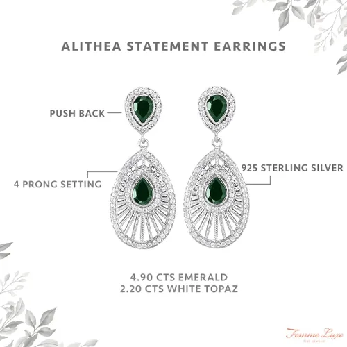 Miniatura 3 de Alithea - Aretes colgantes de piedras preciosas para mujer, plata de ley 925, sin níquel e hipoalergénicos