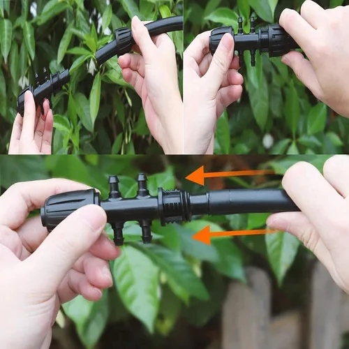 Miniatura 4 de Accesorios de riego en forma de T de púas, conectores de riego anticaídas de púas de 1/2 a 1/4 pulgadas para patio, césped, granja y jardín