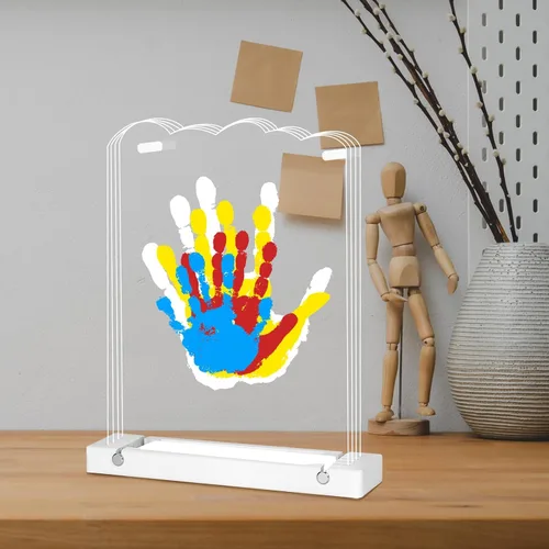 Miniatura 12 de Bixinyo Kit de huellas de manos familiares con luz, kit de mano y huella de bebé, recuerdo de manualidades, regalos familiares para mamá, padres
