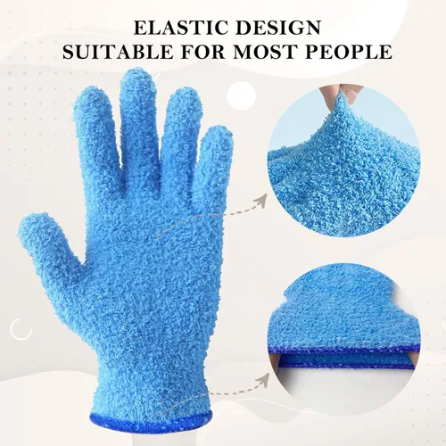 Miniatura 3 de Guantes de microfibra para quitar polvo de plantas de Evridwear reutilizables, guante de limpieza de hojas para plantas de interior, persianas, Azul