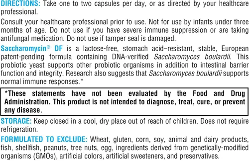 Miniatura 5 de XYMOGEN Saccharomycin 10B - Flora intestinal y apoyo inmunológico digestivo - 50 mg Saccharomyces Boulardii Probiótico - Resistente a los ácidos