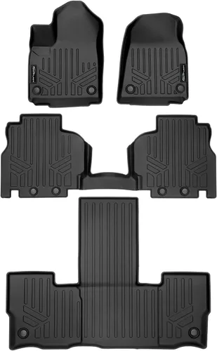 SMARTLINER Juego de alfombrillas de 3 filas de ajuste personalizado para todo tipo de clima, compatible con Jeep Wagoneer 2022-2025