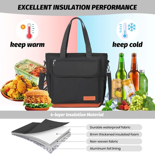 Miniatura 4 de Lonchera Bolsa de Almuerzo para Mujeres, Bolsa Térmica de Almuerzo a Prueba de Fugas para Mujeres, Bolsas Grandes de Almuerzo Tipo Tote para Adultos