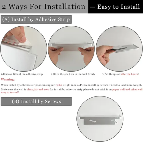 Miniatura 3 de JDYOOMI Estantes Flotantes de Pared de Acrílico - Pequeño Soporte Adhesivo para Teléfono Montado en la Pared, Organizador de Toallitas, Estante