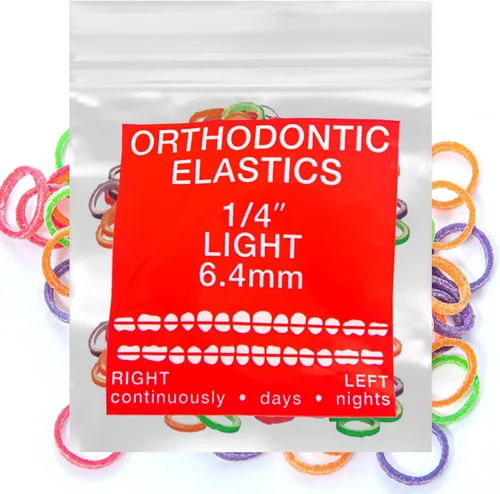 Gomas elásticas de látex neón 100 unidades Bandas elásticas ortodónticas Bandas de goma dentales para uso intraoral Fabricadas en EE. UU. Ligeras