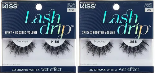 Miniatura 10 de KISS - Pestañas postizas Lash Drip, Spiky X Boost Volume, efecto hidratado de aspecto húmedo único, pestañas postizas reutilizables de varias (Icy)