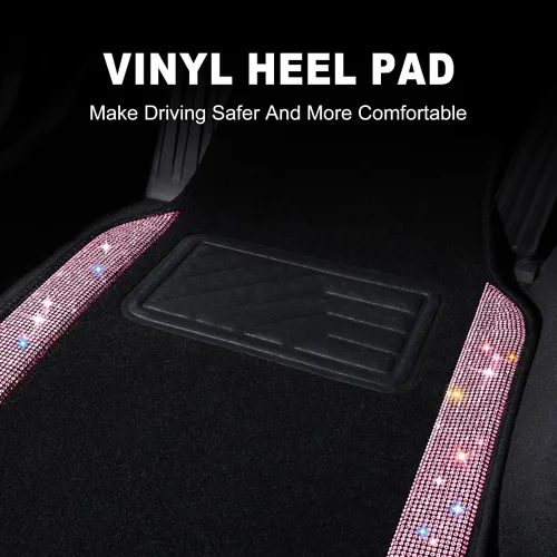 Miniatura 5 de VarCozy - Alfombras brillantes con diamantes de imitación para autos, alfombras de purpurina con cristales para el suelo del automóvil