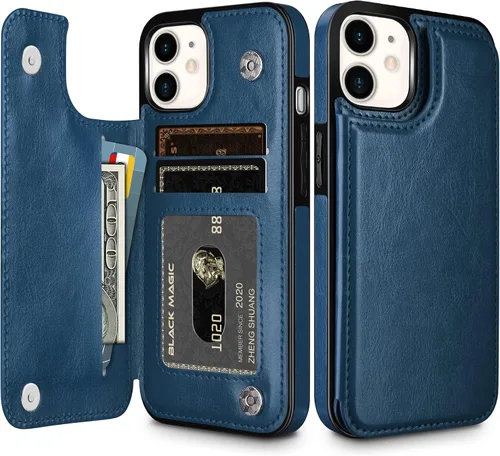 HianDier Funda tipo cartera para iPhone 11 de 6.1 pulgadas, funda protectora delgada con ranura para tarjeta de crédito, funda con cierre magnético