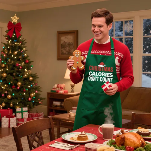 Miniatura 3 de Delantales de Navidad para mujeres y hombres con 2 bolsillos, delantales de cocina ajustables para cocinar hornear, regalo de vacaciones para amigos