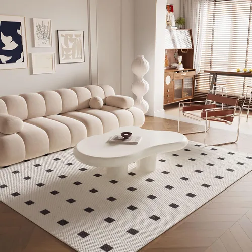Miniatura 6 de Guyii Cloud - Mesa de centro moderna blanca para sala de estar, bonita mesa de té irregular para interiores con 3 patas, fácil montaje
