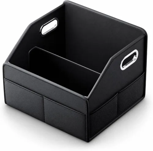 Organizador de almacenamiento para automóvil – Contenedor compacto de cuero PU para maletero, asiento delantero, asiento trasero y piso del automóvil
