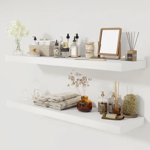 Miniatura 63 de Fun Memories - Estante flotante de 12 pulgadas, estantes de pared de madera rústica para decoración de pared y almacenamiento, estante flotante