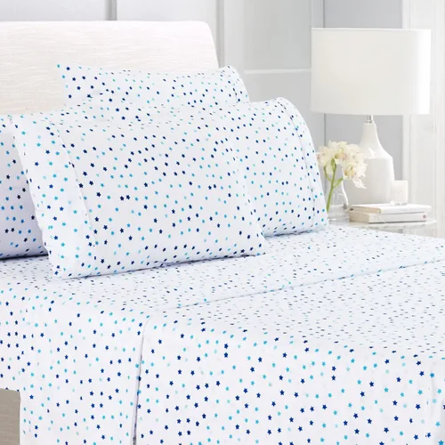 Miniatura 12 de American Home Collection - Juego de sábanas y fundas de almohada estampadas de 6 piezas, con 14 pulgadas de caída; sábanas de microfibra con doble