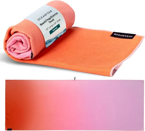 Miniatura 10 de Oceanfoam Toalla de playa ligera, absorbente, de secado rápido, resistente a la arena, antideslizante, ideal para entrenamientos, yoga, pilates