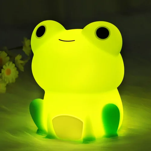 Lampeez - Luz nocturna de rana para niños, lindos regalos de rana, luz nocturna LED de silicona suave para habitación infantil, decoración de