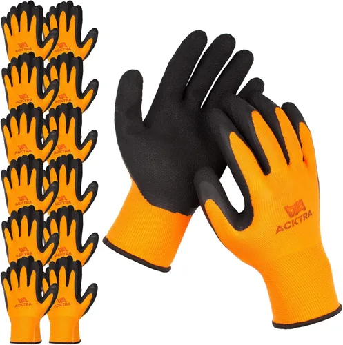 Miniatura 10 de ACKTRA Guantes de trabajo de seguridad de nailon recubierto, 12 pares, muñequera de punto, multiusos, para hombres y mujeres, WG008 poliéster rojo