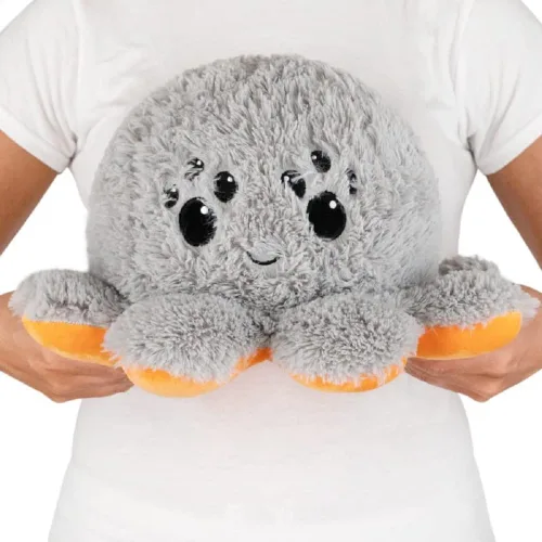 Miniatura 10 de TeeTurtle - Peluche de gran pulpo reversible, original, diseño patentado, negro y con rayas del color del arcoíris, feliz y enojado, muestra tu