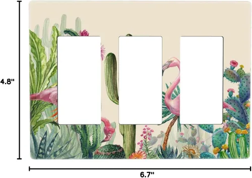 Miniatura 214 de Cubiertas de placa de pared de 3 gang con interruptor de luz de triple palanca, en negro y dorado con esplendor de oro rosa, estampado floral