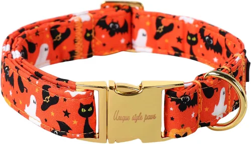 Miniatura 40 de Unique style paws - Collar para perro con hebilla de metal, naranja, duradero, lindo collar para perros pequeños, medianos y grandes