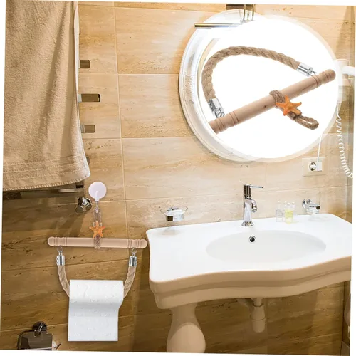 Miniatura 7 de Soporte para toallas de papel de cordel, soporte de pared para papel higiénico, decoración de madera, soporte para toallas de papel, cuerda náutica