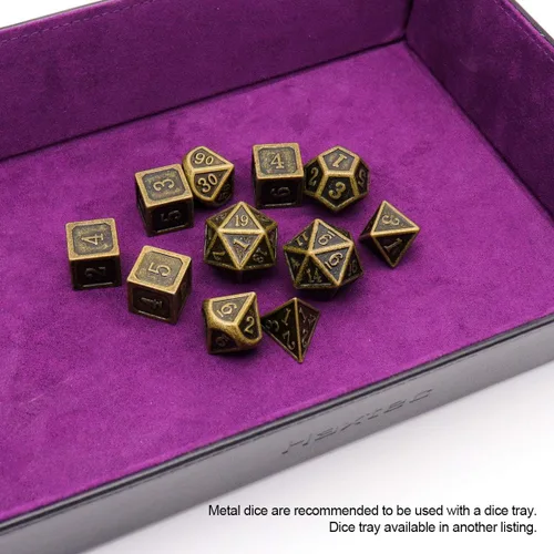 Miniatura 5 de Haxtec - Juego de dados metálicos para Calabozos y Dragones (DND, D&D), 7 unidades con dados de 20, 12, 10, 8, 6 y 4 para juegos de rol de mesa